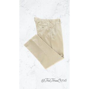 Mens Tan Lands End Traditional Fit 100% Cotton pants 34x32 NWOT